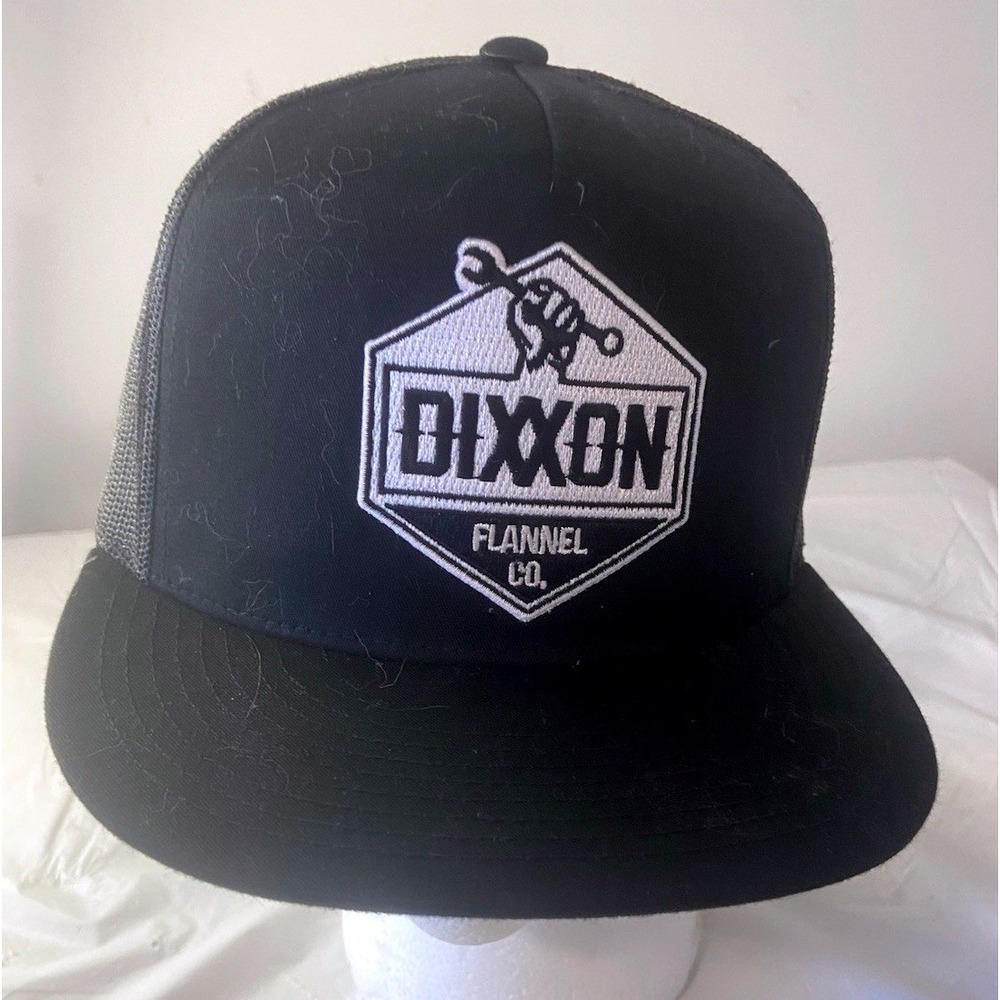 Dixxon Flannel Co. Black Trucker Hat Snapback Mesh Back Flat Brim Yupoong Cap